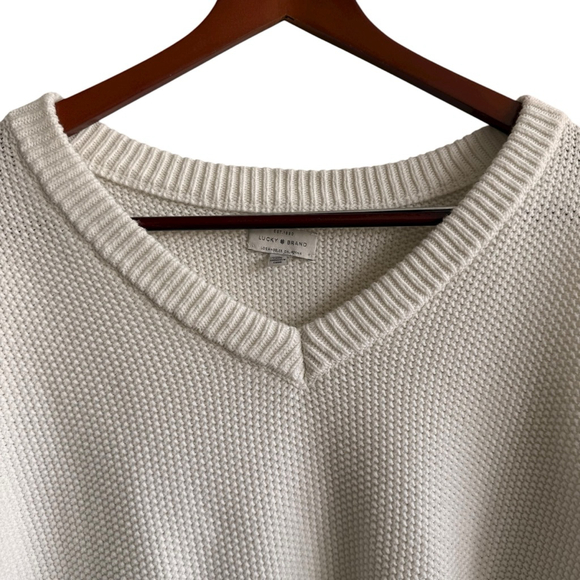 Lucky Brand Cream Knit Sweater L Minimalist Cozycore Light Academia‎ Oversized - Picture 3 of 10